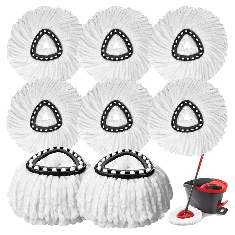 8 PCS Spin Mop Replacement Head100 Microfiber Mopping Head Replacement Compatible with Triangle Spin Mop 360 Degree Micro Spinning Mop Replace Head for Easy House Cleaning Floor Mopping